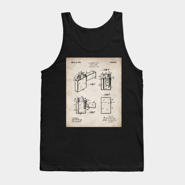 Zippo Lighter Patent - Smoking Smoker Smoke Vape Shop Art - Antique Tank Top by patentpress